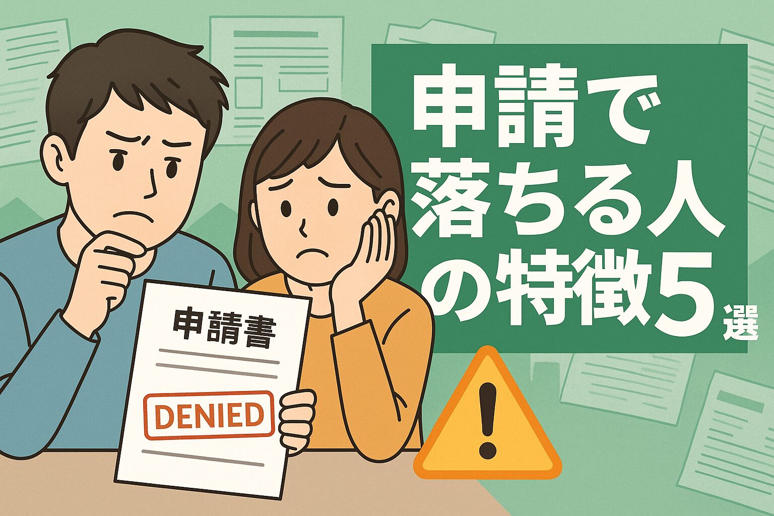 移住支援金の申請で落ちる人の特徴と失敗を防ぐための対策をイメージしたイラスト